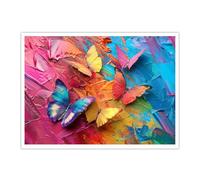 TOANGWALL Papillon coloré Toile Art mural abstrait Nature Peinture Vibrant image Oeuvre Graffiti Impressions Moderne Murale pour salle d’étude Décor 70x85cm Sans cadre