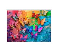 TOANGWALL Papillon Toile Art Mural Coloré Abstrait Peinture Éclaboussure Graffiti Murale Grandes Images Œuvres d’art Impressions pour Salon Bureau Décor 85x100cm Sans cadre