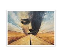 TOANGWALL paysage du désert toile art mural surréaliste abstrait visage gros plan peinture impression œuvres d’art modernes peintures murales pour bureau à domicile décor 80x95cm sans cadre