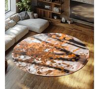TOANGWALL Paysages naturels Tapis Ronds 70cm Bouleaux d’Automne Motif forestier Tapis Circulaire antidérapant Lavable à Poils Bas Moquette Circulaire pour Salon Salle à Manger Chambre d’Amis