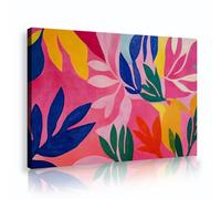 TOANGWALL Peinture esthétique sur toile style Matisse affiche colorée de jardin botanique feuilles de rose fuchsia œuvres d’art modernes pour décoration de studio dans la chambre 40x60cm