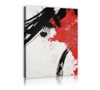 TOANGWALL Peinture murale à l’encre abstraite Splash Paintings Modern Red and Black Contemporary Mural Fresque pour la décoration du salon et de la chambre 40x60cm