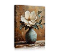 TOANGWALL Peintures murales en magnolia blanc Peintures à l’huile Affiche de fleurs Fresque rustique encadrée pour salon Chambre décoration de l’intérieur 40x50cm