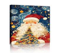 TOANGWALL Père Noël Toile Art mural arbre de Noël Murale Festival Photos Œuvres d’art Impressions Affiches abstraites Peinture pour salon Décor 60x60cm Cadre intérieur