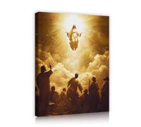 TOANGWALL Photos murales religieuses Tirages d’œuvres d’art Portrait encadré dans des nuages dorés Affiches murales vintage Peinture pour salle de prière Méditation Décoration artistique 90x110cm