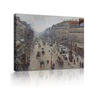 TOANGWALL Pissarro Boulevard Montmartre Toile Art Murale Bureau Rétro Temps Nuageux Encadré Célèbre Peinture Réplique Oeuvre pour Maison Décor Salon Chambre 65x80cm