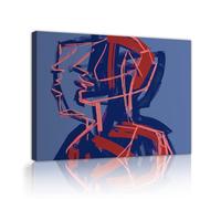 TOANGWALL Portrait abstrait sur toile Art mural Peinture géométrique moderne Imprimés d’œuvres contemporaines Affiches murales bleues pour la décoration du salon et de la chambre 40x50cm