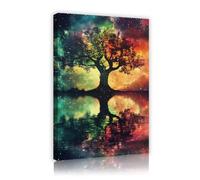 TOANGWALL Reflets colorés d’arbres toile d’art peinture mystique de la nature nuits de l’Est affiches du ciel étoilé imprimés fresques pour la décoration du dortoir 30x45cm