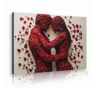 TOANGWALL Saint-Valentin Roses rouges Silhouette de couples toile encadrée affiche pop art fresque créative pour décoration de chambre 60x90cm