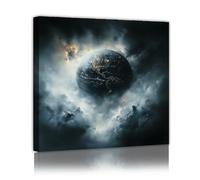 TOANGWALL Style mystique Toile Art mural Planète Tableaux Oeuvres d’art Impressions Espace Thème Affiches Peinture Murale Design Astral pour salle de bain Décor 60x60cm Cadre intérieur