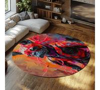 TOANGWALL Tapis Rond antidérapant au Design Unique 160cm Motif robotisé pour Chien Tapis Circulaire Doux Lavable à Poil Bas pour Salon Cuisine Chambre et Chambre
