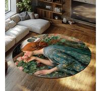 TOANGWALL Tapis Rond de Style Classique 70cm L’âme de la Rose imprimé Lavable Doux à Poils Ras Tapis Circulaire d’intérieur antidérapant pour Armoire Maison Couloir Salle de Jeux
