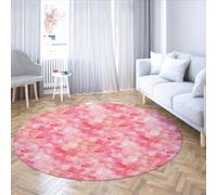 TOANGWALL Tapis Rond dégradé Rose 140cm Abstrait Amour Coeur Motif Lavable à Poils Ras antidérapant Cercle intérieur pour Armoire Salle de Bain Couloir Salle de Jeux
