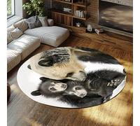 TOANGWALL Tapis Rond Grand Gros Plan pour Animaux Animaux 80cm Motif mère d’Ours et Petit Tapis Circulaire léger Lavable d’intérieur pour Appartement dans Un Vestibule.