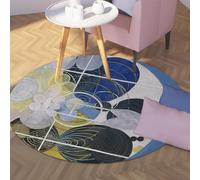 TOANGWALL Tapis Rond Lavable 70cm Motifs géométriques Abstraits Salon Tapis de Sol intérieur Doux et à Poils Ras antidérapant pour Salle à Manger d’entrée