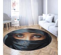 TOANGWALL Tapis Rond Lavable pour Salon 180cm Mystérieux Belle Femme Impression décor antidérapant Grand Cercle Tapis pour Salle d’étude Balcon