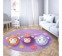 TOANGWALL Tapis Rond Minimaliste Lavable 240cm Motif Avatars Singe Vitality Tapis Circulaire intérieur antidérapant à Poil Bas pour Chambre Salon Salle à Manger