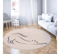 TOANGWALL Tapis Rond pour Chat à étirement Minimaliste 160cm Grande carpette Pliable à Poil Bas Fin Moquette Abstraite Chaton Cuisine Loge Porche antidérapant Lavable