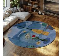 TOANGWALL Tapis Rond Vase Fleurs fenêtre Bleue Style Matisse 90cm