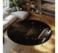 TOANGWALL Tapis Ronds 3D Splash Coffee 60cm Black Beans Circle Mat résistant aux Taches Léger à Poil Bas Tapis de Sol léger Lavable pour Cuisine et Salle à Manger
