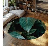 TOANGWALL Tapis Ronds botaniques Nordiques 150cm Motif esthétique de Feuilles Vert Jungle Tapis Circulaire Doux à Poil Bas Lavable antidérapant pour l’entrée du Bureau à Domicile