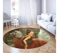 TOANGWALL Tapis Ronds de Style MidCentury 90cm Lady Godiva à Cheval Tapis Circulaire Lavable en Machine pour Salon Chambre à Coucher Sol de la Maison antidérapant