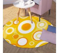 TOANGWALL Tapis Ronds de Style Simple 130cm Abstrait Jaune géométrique Cercle Motif Tapis Mince antidérapant Lavable pour Salle de Classe pour Tout-Petits Chambre d’Enfant