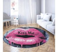 TOANGWALL Tapis Ronds Pop Art 100cm Tapis Circulaire Fin à Table Anti-Taches à la Lave antidérapant antidérapant Pliable et Pliable à la Machine pour Salon Studio