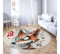 TOANGWALL Tapis Ronds Pop Art 180cm Art Urbain Street Art Motif Renard espiègle antidérapant Lavable Doux à Poil Bas Tapis Circulaire Fin pour l’entrée du Bureau à Domicile
