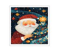 TOANGWALL Thème des vacances Toile Art mural Père Noël Arbre de Noël Peinture murale Illustrations Œuvres d’art Affiches Peinture pour salon décor intérieure 80x80cm Sans cadre