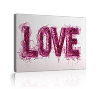 TOANGWALL Toile abstraite encadrée Art mural Love Liquid Splash Affiche rose Peinture à l’eau Esthétique Fresque pour chambre Salon Décoration de bureau 90x110cm