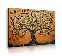 TOANGWALL Toile Affiche murale Arbre de vie Branches spirales dorées Peinture Disques concentriques Images Éclats parsemés Fresque moderne pour la décoration de la chambre 80x120cm