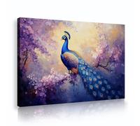 TOANGWALL Toile de beauté du paon Peinture murale élégante d’oiseaux Fleurs de cerisier Grande fresque murale Photos d’œuvres d’art pour la décoration du salon 30x45cm