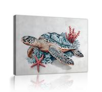 TOANGWALL Toile de l’océan de tortue marine Art mural mural sous-marin de corail Images côtières Estampes d’œuvres Affiches de vie marine Peintures pour décoration de nurserie 75x115cm