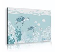 TOANGWALL Toile de tortue côtière imprimée Récif corallien sous-marin Affiche graphique encadrée Peinture graphique pour chambre d’enfants Décoration d’appartement de la crèche 30x45cm