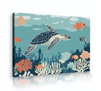 TOANGWALL Toile de tortue de mer Art mural Illustration encadrée d’animaux marins Affiche de peinture Illustration moderne pour salle de bain chambre Décoration murale 30x45cm