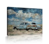 TOANGWALL Toile de voiture vintage Art mural Rustique Nostalgique Americana Citation motivante Affiches de paysage Peinture Œuvres d’art Gravures pour étude Décoration 80x95cm