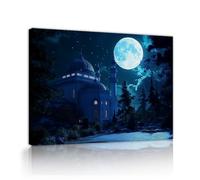 TOANGWALL Toile du Ramadan Art mural Lune étoilée ciel étoilé sur l’eau paysage paisible Affiche murale peintures imprimées pour la décoration du salon 65x80cm