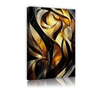 TOANGWALL Toile en spirale abstraite dorée Art mural Estampes de style contemporain Peinture géométrie moderne Fresque murale pour bureau à domicile Décoration du salon 70x100cm