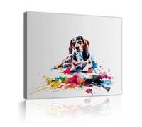 TOANGWALL Toile graffiti art mural peinture colorée style éclaboussuré amour du chien imprimé animal éclatant œuvres contemporaines pour salon chambre décoration intérieure 85x100cm