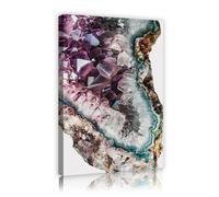 TOANGWALL Toile murale améthyste violet géode nature pierre cristal poster moderne géologique peinture encadrée grande fresque images pour salon chambre déco 50x75cm
