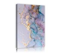 TOANGWALL Toile murale luxe violet turquoise moderne abstrait feuille d’or texturé poster élégant fluide peinture encadrée grande fresque images pour chambre salon déco 40x60cm