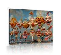 TOANGWALL Toile théâtrale surréaliste Art mural Peinture expressive sur le visage Fresques fantastiques modernes Affiches uniques et drôles pour la décoration du salon et de la chambre 50x60cm