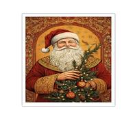 TOANGWALL Vacances Toile Art Mural Père Noël Impressions Murales Vintage Arbre de Noël Photos Oeuvre Père Noël Affiche Peinture pour Salon Décor 80x80cm Sans Cadre