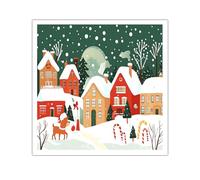 TOANGWALL Village de Noël fauve toile art mural enneigé scène d’hiver vacances photos d’œuvres d’art impressions affiche peinture pour salle à manger décoration intérieure 50x50cm sans cadre