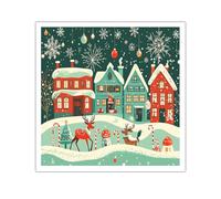 TOANGWALL Village de Noël fauve toile art mural enneigé scène d’hiver vacances photos d’œuvres d’art impressions affiche peinture pour salle à manger décoration intérieure 40x40cm sans cadre