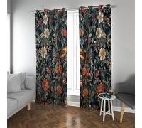 TOANGWALL William Morris Style Rideaux occultants pour Cuisine Chambre Decor Fleurs colorées Feuilles et Oiseaux Salon fenêtre Rideaux 2 Panneaux B132xH245cm