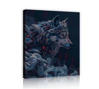 TOANGWALL Wolf Abstract Toile Peinture murale Grandes œuvres d’art animalistes Fresques d’animaux Affiche contemporaine encadrée Peinture pour la décoration du salon 50x60cm