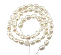 TOAOB 1 Brin Perles D'eau Douce Environ 35 à 40 pcs Perles Naturelles de Culture 6 à 7 mm Bead Nacre Irrégulières en vrac Blanc pour Fabrication de Bijoux Collier Bracelet Boucles D'oreilles