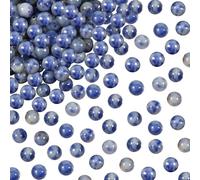 TOAOB 100 pcs Perles Pierre Naturelles 6 mm Bleu Egg White Jade Perles Rondes en Vrac de Pierres Gemme Énergie Guérison pour Fabrication de Bijoux Collier Bracelet Boucle d'oreille